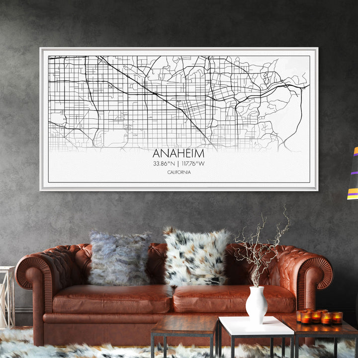 Anaheim Street Map, California Map, Map Print, Modern Art, Wall Art, Canvas Print, Room Décor Aesthetic, Indie Room Décor, Wall Prints