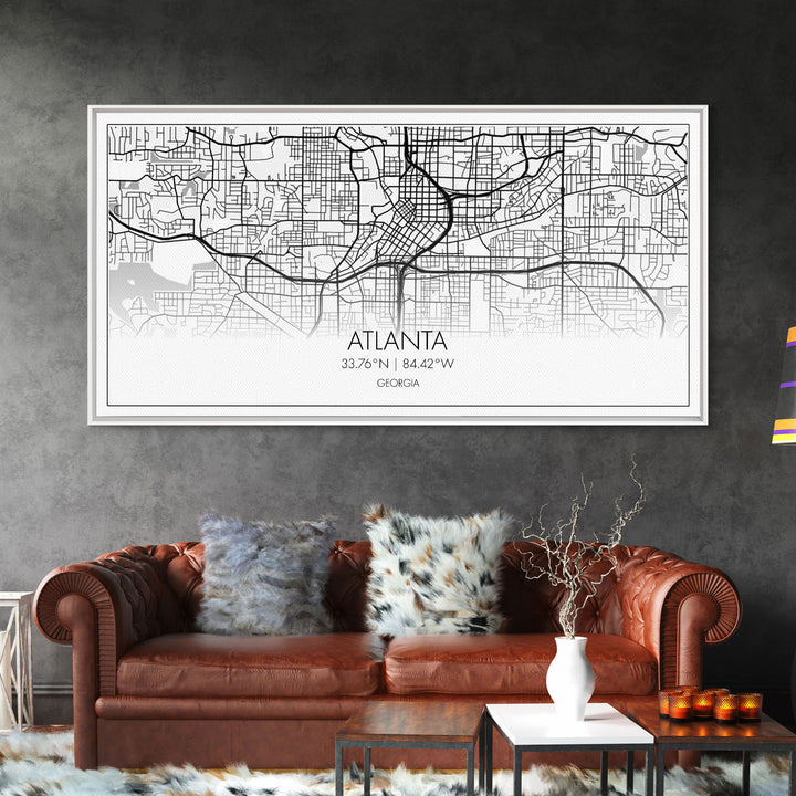 Atlanta Street Map, Georgia Map, Map Print, Modern Art, Wall Art, Canvas Print, Housewarming Gift, Above Bed Prints, Wall Prints