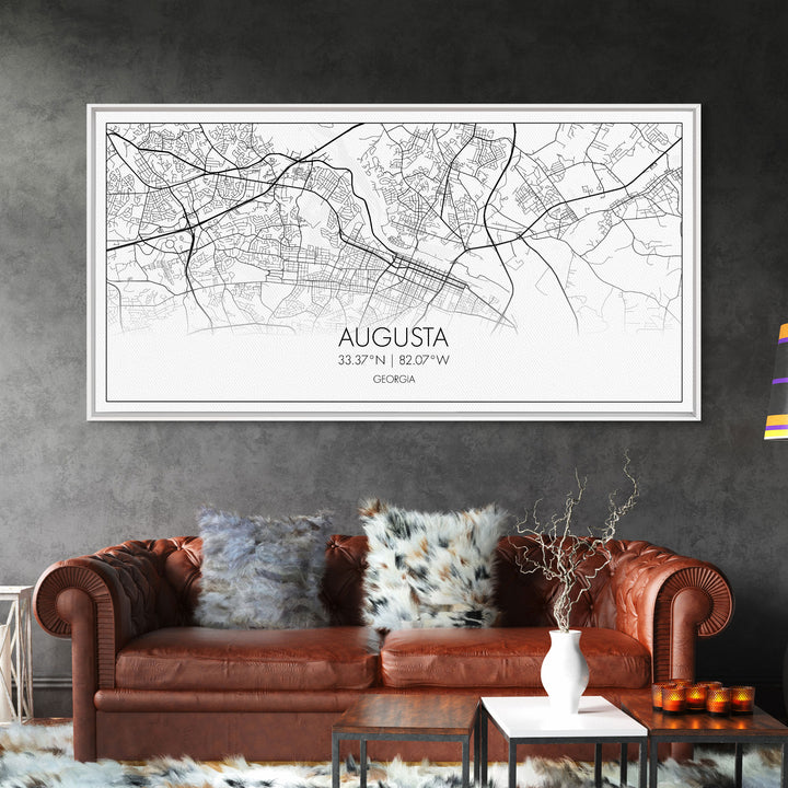 Augusta Street Map, Georgia Map, Map Print, Modern Art, Wall Art, Canvas Print, Farmhouse Décor, College Dorm Décor, Teacher Gift, Prints