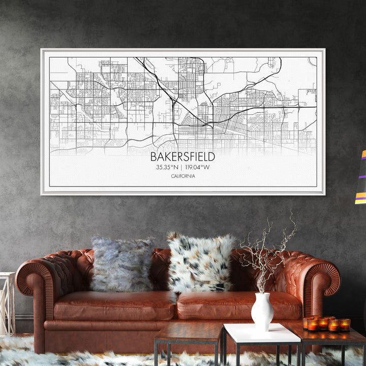 Bakersfield Street Map, California Map, Map Print, Modern Art, Wall Art, Canvas Print, Cabin Décor, Gift For Home, Unique Wall Art, Room Art