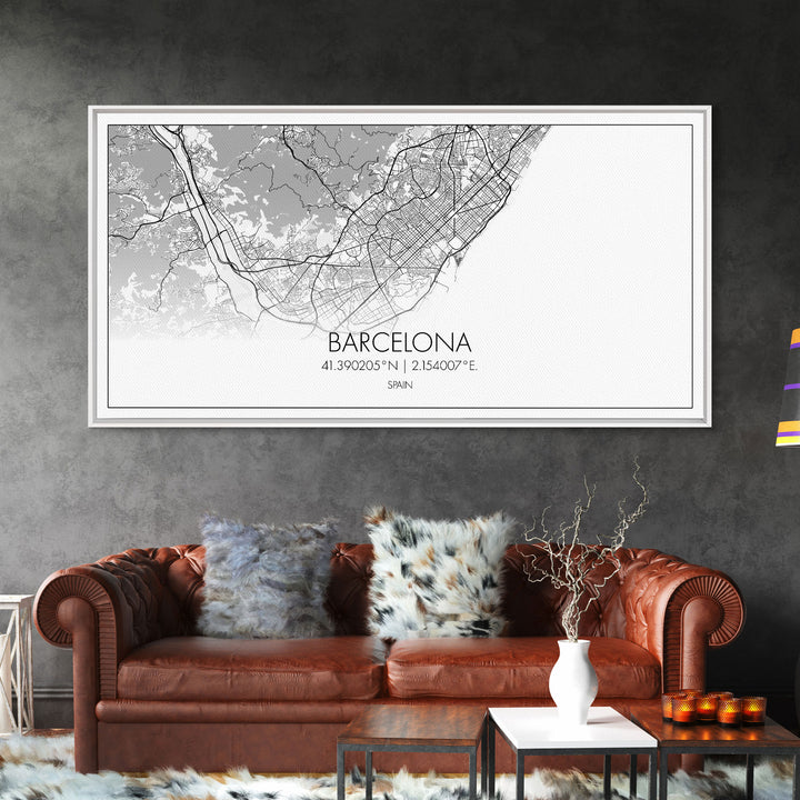 Barcelona Street Map, Spain Map, Map Print, Modern Art, Wall Art, Canvas Print, Gift Idea, Apartment Décor Aesthetic, Travel Wall Hanging