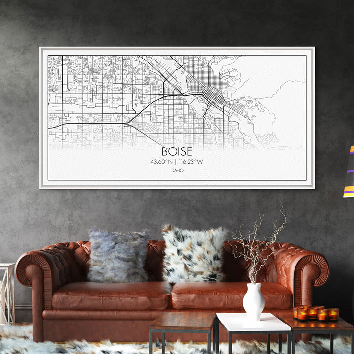 Boise Street Map, Idaho Map, Map Print, Modern Art, Wall Art, Canvas Art, Friendship Gift, Minimalist Décor, Bar Cart Décor, Rustic Home Art