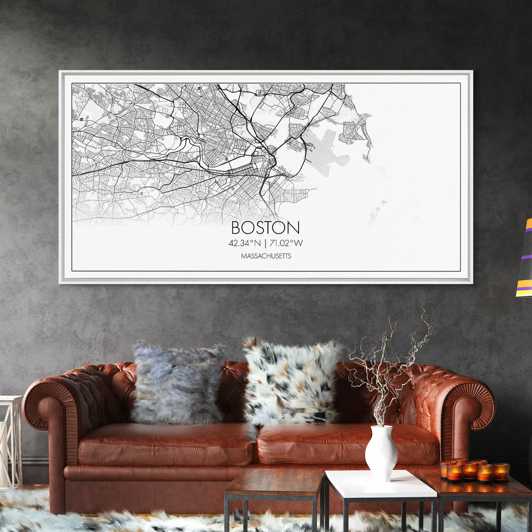 Boston Street Map, Massachusetts Map, Map Print, Modern Art, Wall Art, Canvas Art, Newlywed Gift, Gift For Parents, Farmhouse Wall Décor