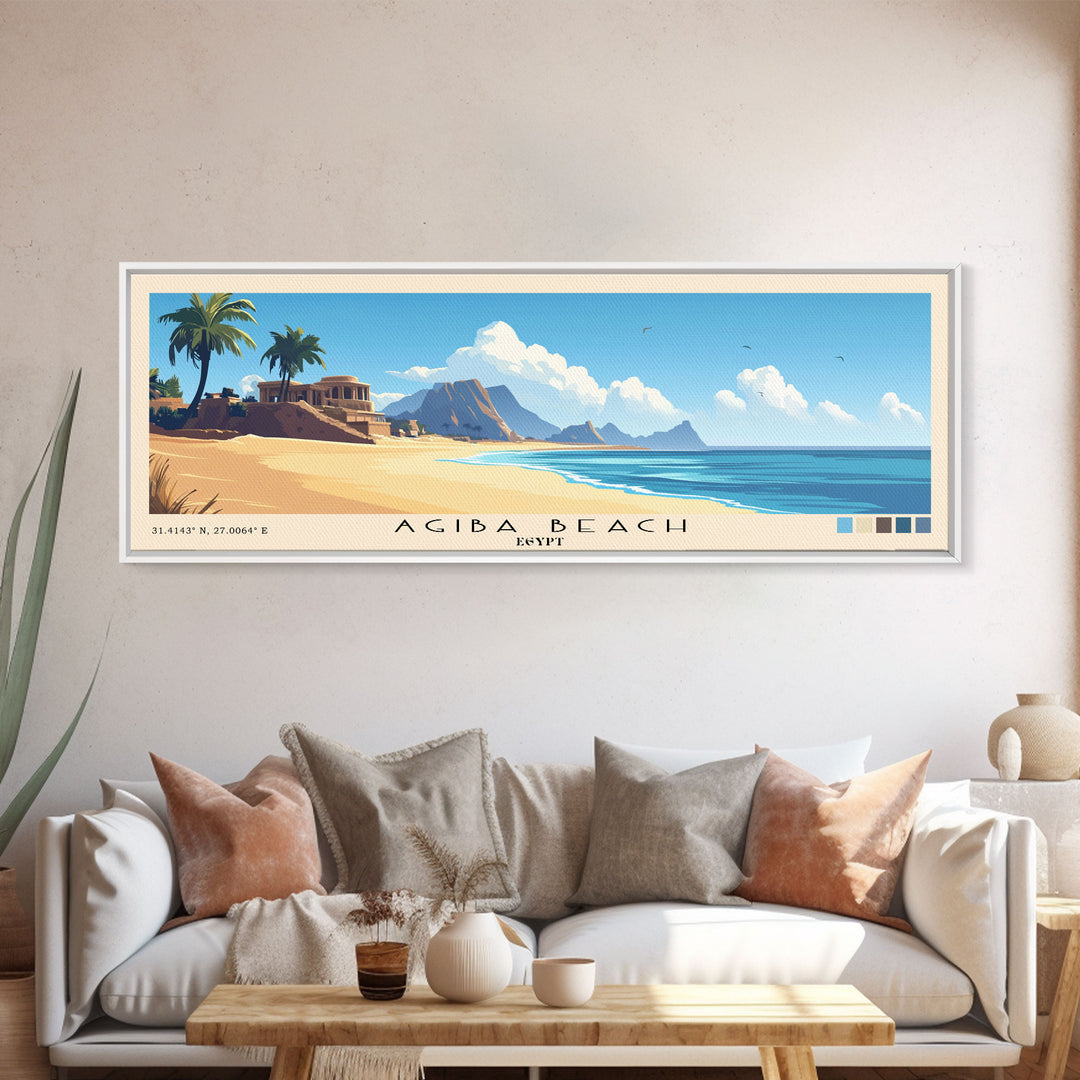 Agiba Beach, Egypt Panoramic Print, Vacation Gift, Egypt Wall Art, Beach Painting, Beach Decor, Beach Or Lakehouse Art