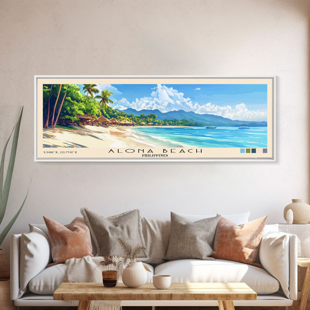 Alona Beach, Philippines Panoramic Print, Vacation Gift, Philippines Wall Art, Vacation Wall Art, Vacatation Memories, Beach Decor, Beach Or Lakehouse Art