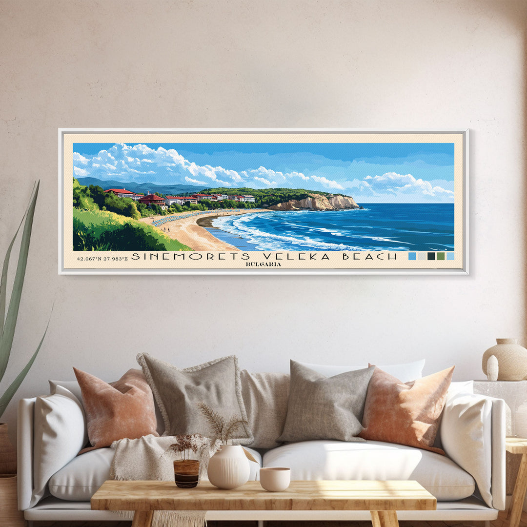 Sinemorets Veleka Beach, Bulgaria Panoramic Print, Vacation Gift, Bulgaria Wall Art, Beach Painting, Beach Decor, Beach Or Lakehouse Art