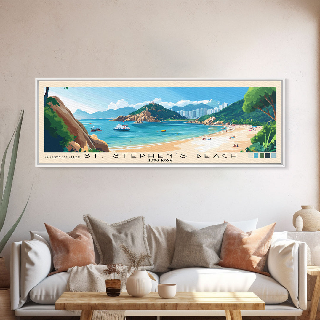 St. Stephen's Beach, Hong Kong Panoramic Print, Vacation Gift, Hong Kong Wall Art, Vacation Wall Art, Vacatation Memories, Beach Decor, Beach Or Lakehouse Art