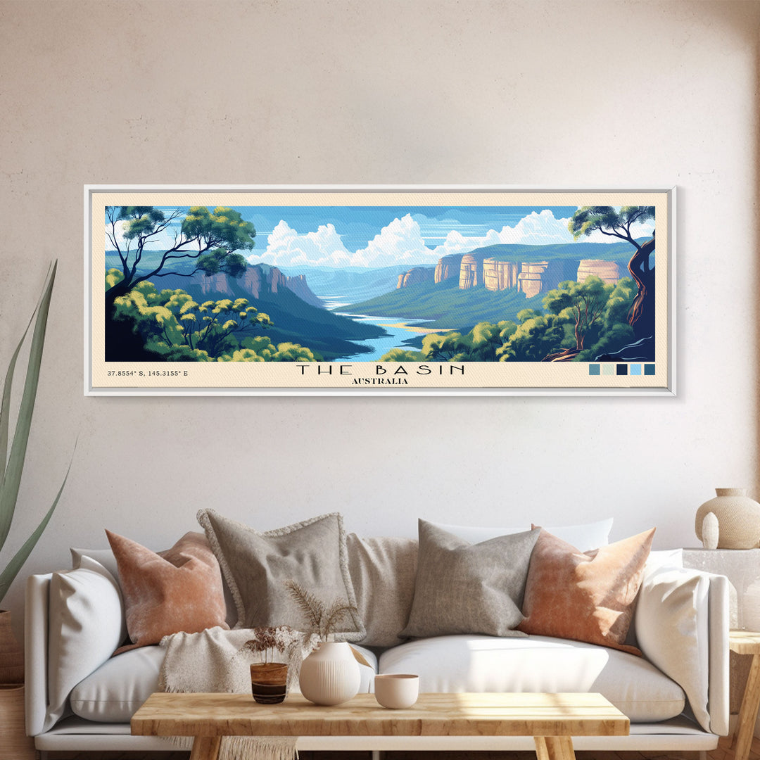 The Basin, Australia Panoramic Print, Vacation Gift, Australia Wall Art, Beach Painting, Beach Decor, Large Wall Art, Wood Frame Art