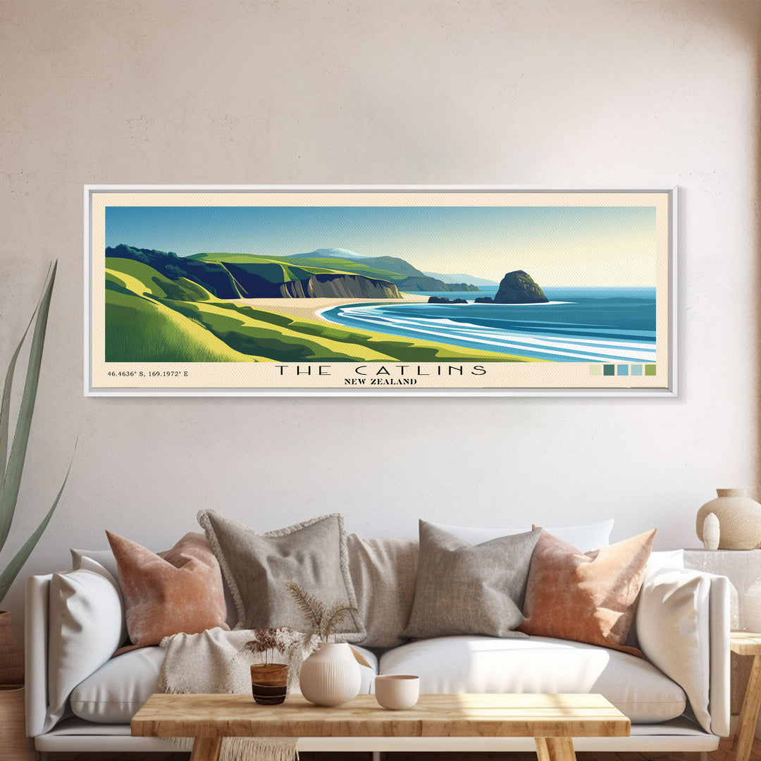 The Catlins, New Zealand Panoramic Print, Vacation Gift, New Zealand Wall Art, Beach Painting, Beach Decor, Beach Or Lakehouse Art