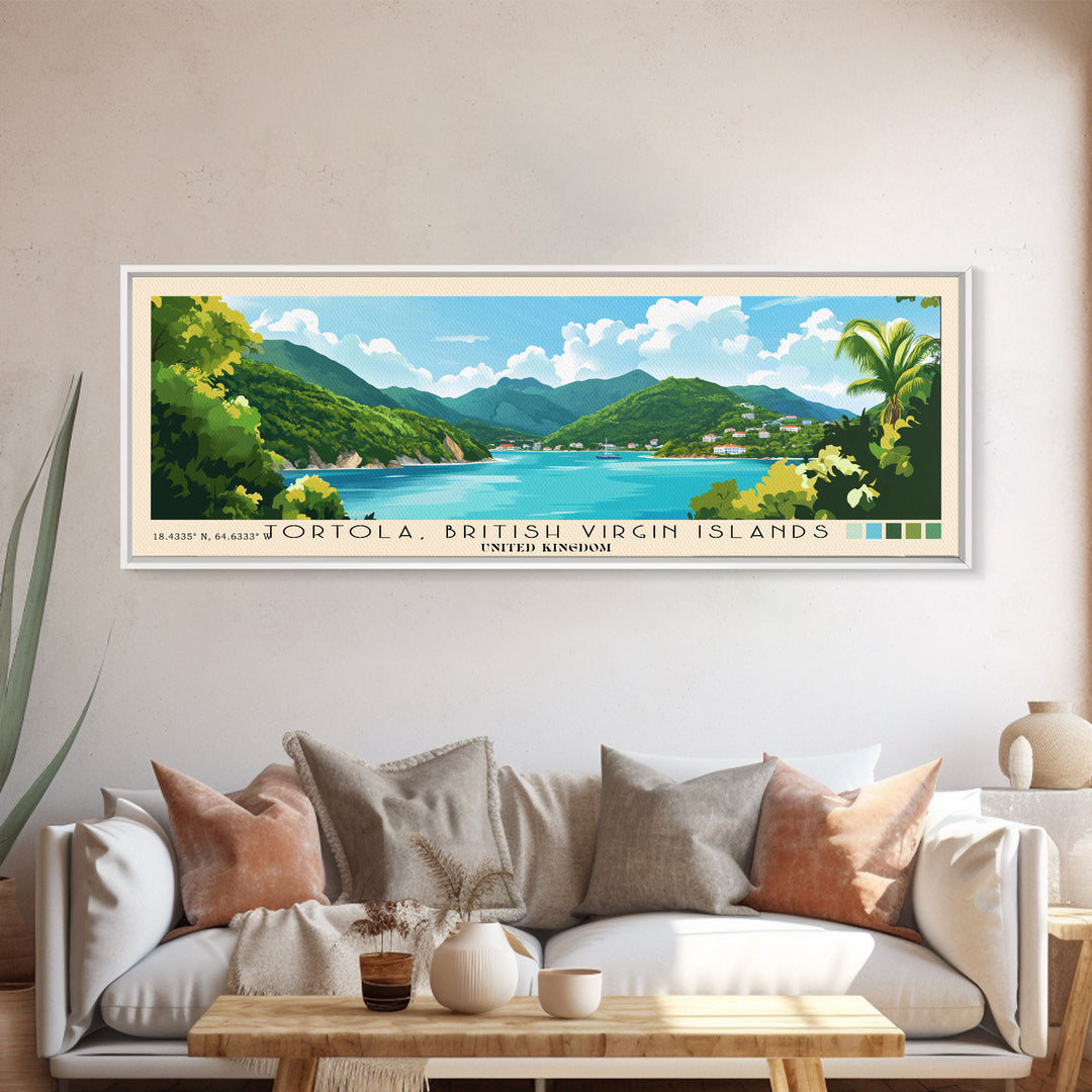 Tortola, British Virgin Islands , United Kingdom Panoramic Print, Vacation Gift, United Kingdom Wall Art, Beach Painting, Beach Decor, Beach Or Lakehouse Art