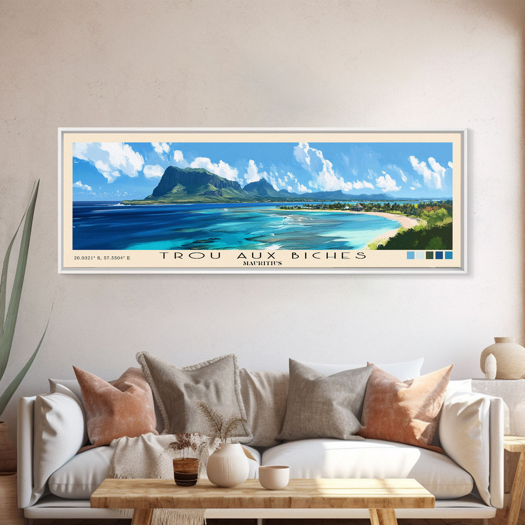 Trou aux Biches, Mauritius Panoramic Print, Vacation Gift, Mauritius Wall Art, Beach Painting, Beach Decor, Beach Or Lakehouse Art