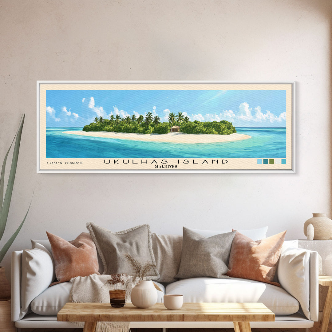 Ukulhas Island, Maldives Panoramic Print, Vacation Gift, Maldives Wall Art, Vacation Wall Art, Vacatation Memories, Beach Decor, Beach Or Lakehouse Art