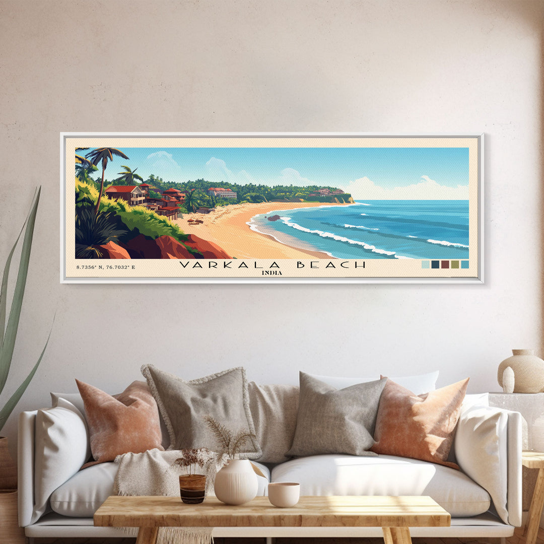 Varkala Beach, India Panoramic Print, Vacation Gift, India Wall Art, Vacation Wall Art, Vacatation Memories, Beach Decor, Beach Or Lakehouse Art