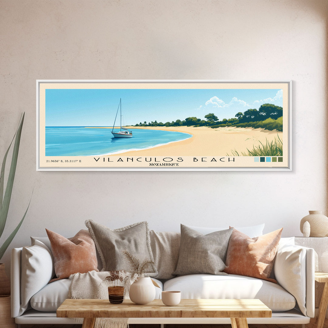 Vilanculos Beach, Mozambique Panoramic Print, Vacation Gift, Mozambique Wall Art, Beach Painting, Beach Decor, Large Wall Art, Wood Frame Art