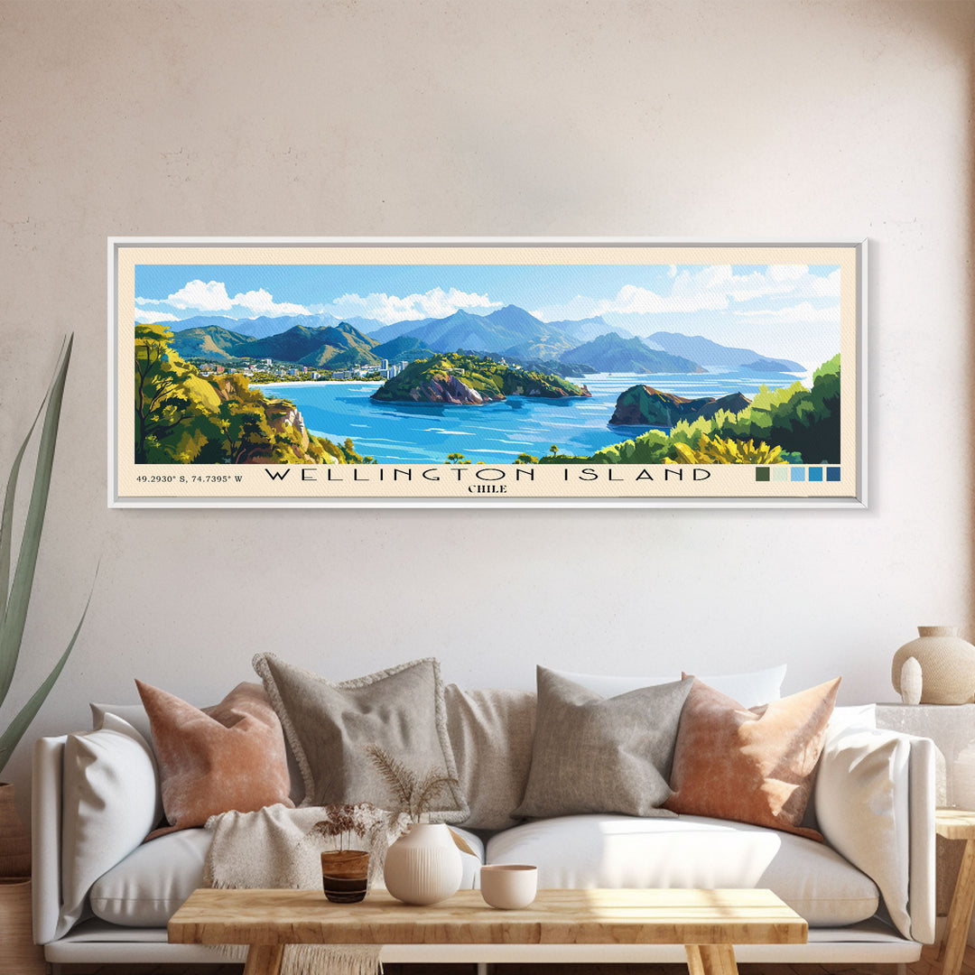 Wellington Island, Chile Panoramic Print, Vacation Gift, Chile Wall Art, Vacation Wall Art, Vacatation Memories, Beach Decor, Beach Or Lakehouse Art