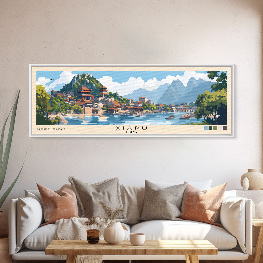 Xiapu, China Panoramic Print, Vacation Gift, China Wall Art, Beach Painting, Beach Decor, Large Wall Art, Wood Frame Art