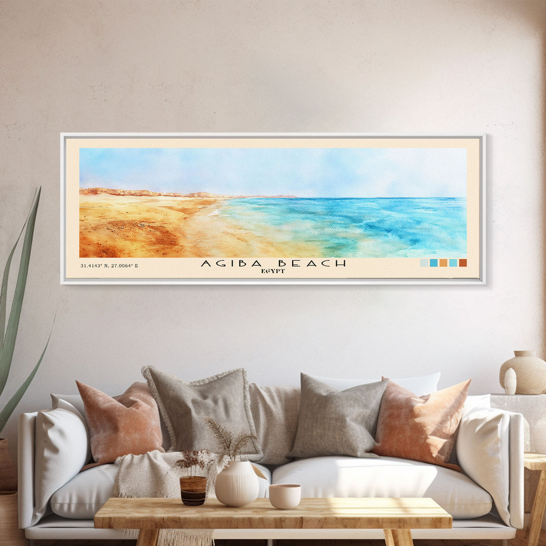 Agiba Beach, Egypt Watercolor Print, Vacation Gift, Egypt Wall Art, Beach Painting, Beach Decor, Beach Or Lakehouse Art