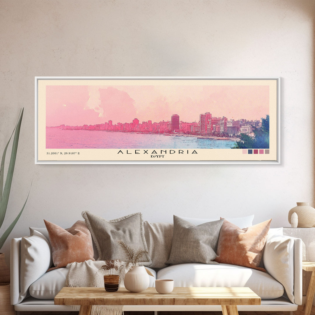 Alexandria, Egypt Watercolor Beach Print, Vacation Gift, Egypt Wall Art, Beach Painting, Beach Decor, Beach Painting