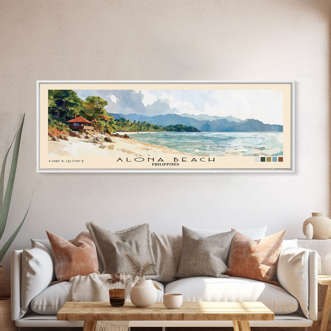 Alona Beach, Philippines Watercolor Print, Vacation Gift, Philippines Wall Art, Vacation Wall Art, Vacatation Memories, Beach Decor, Beach Or Lakehouse Art