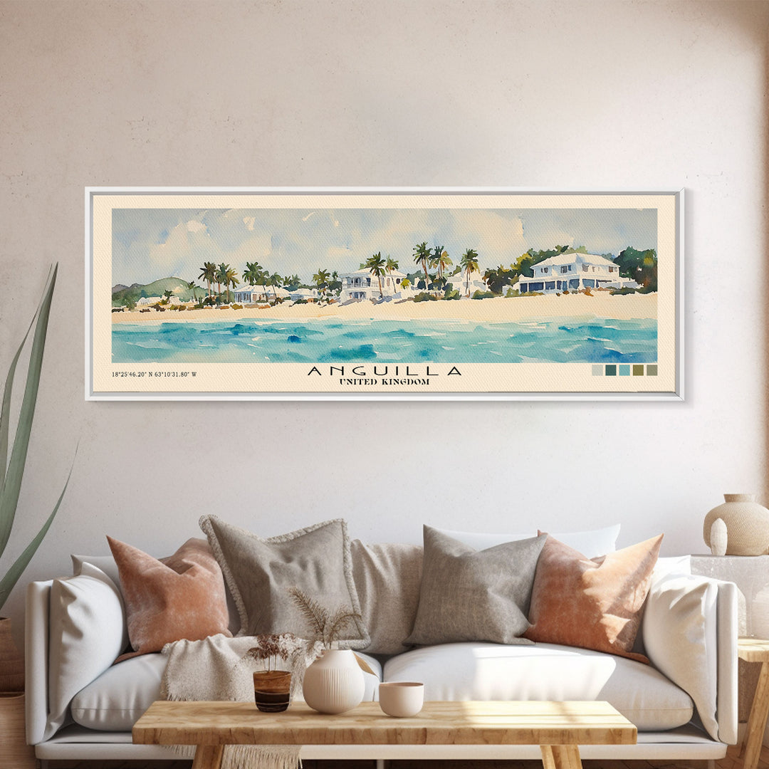 Anguilla, United Kingdom Watercolor Print, Vacation Gift, United Kingdom Wall Art, Vacation Wall Art, Vacatation Memories, Beach Decor, Beach Or Lakehouse Art