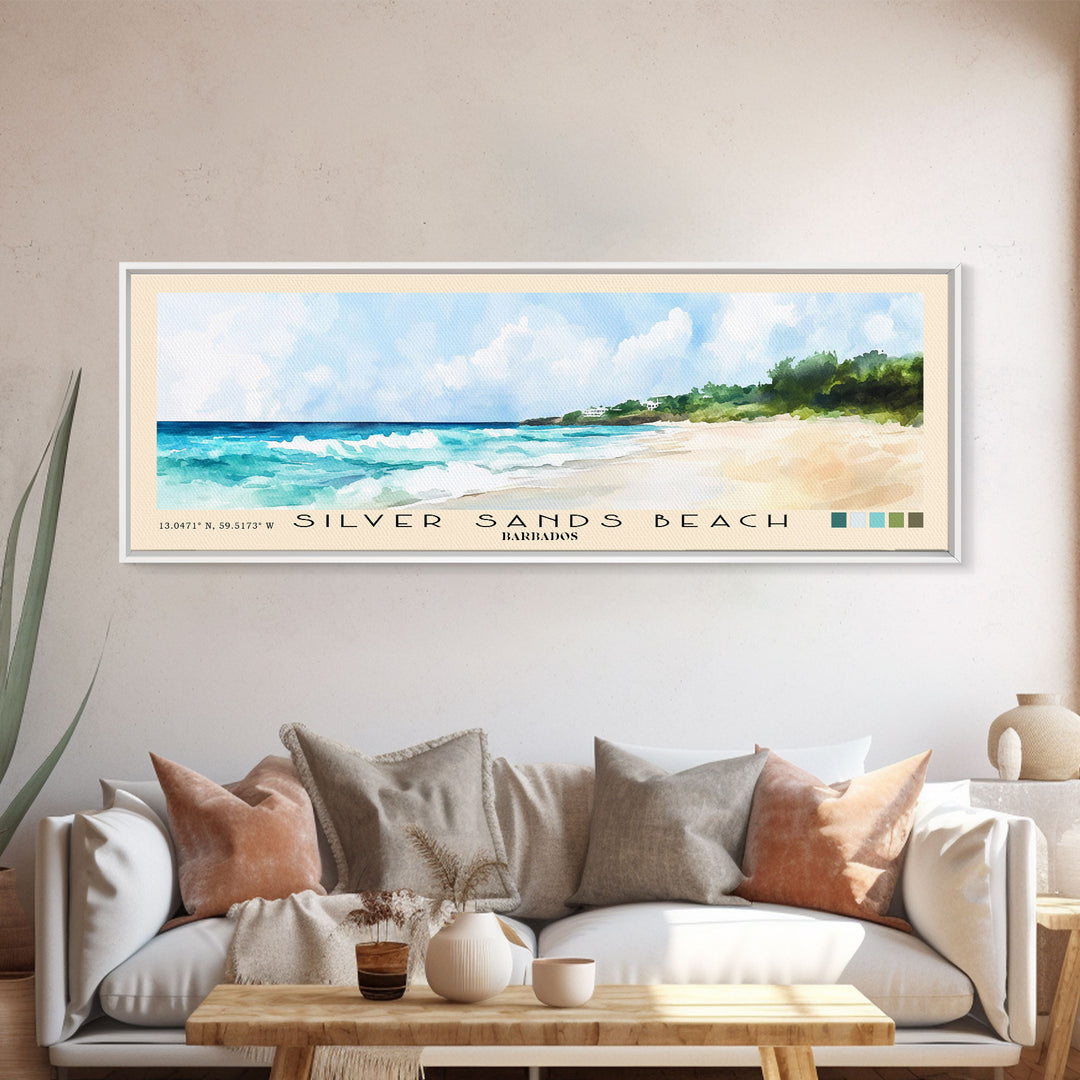 Silver Sands Beach, Barbados Watercolor Print, Vacation Gift, Barbados Wall Art, Vacation Wall Art, Vacatation Memories, Beach Decor, Beach Or Lakehouse Art