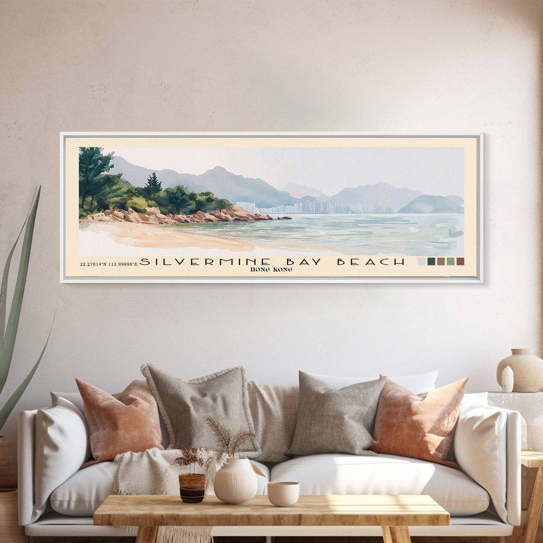 Silvermine Bay Beach, Hong Kong Watercolor Print, Vacation Gift, Hong Kong Wall Art, Beach Painting, Beach Decor, Beach Or Lakehouse Art