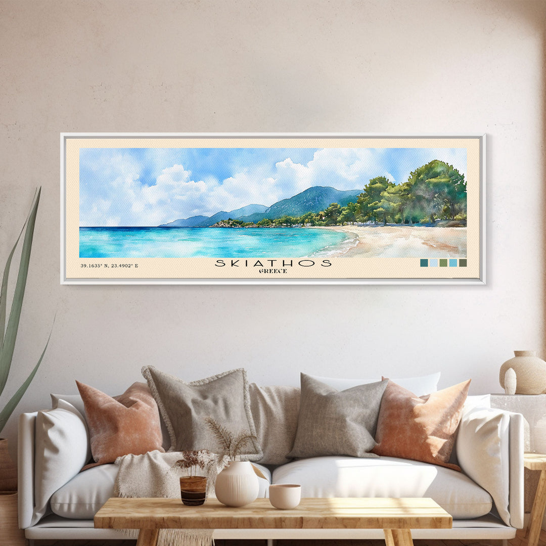 Skiathos, Greece Watercolor Print, Vacation Gift, Greece Wall Art, Beach Painting, Beach Decor, Beach Or Lakehouse Art