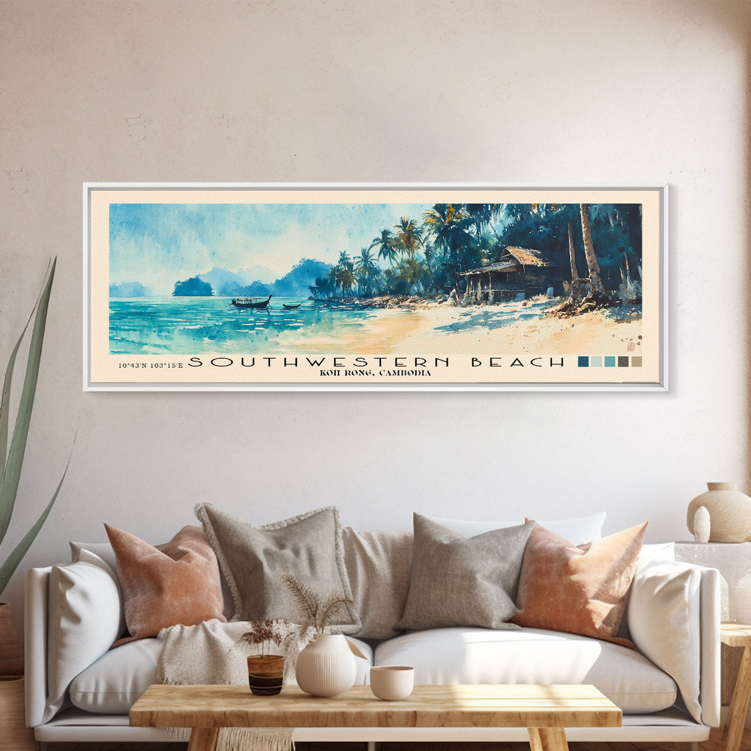 Southwestern Beach, Koh Rong, Cambodia Watercolor Beach Print, Vacation Gift, Koh Rong, Cambodia Wall Art, Beach Painting, Beach Decor, Beach Painting