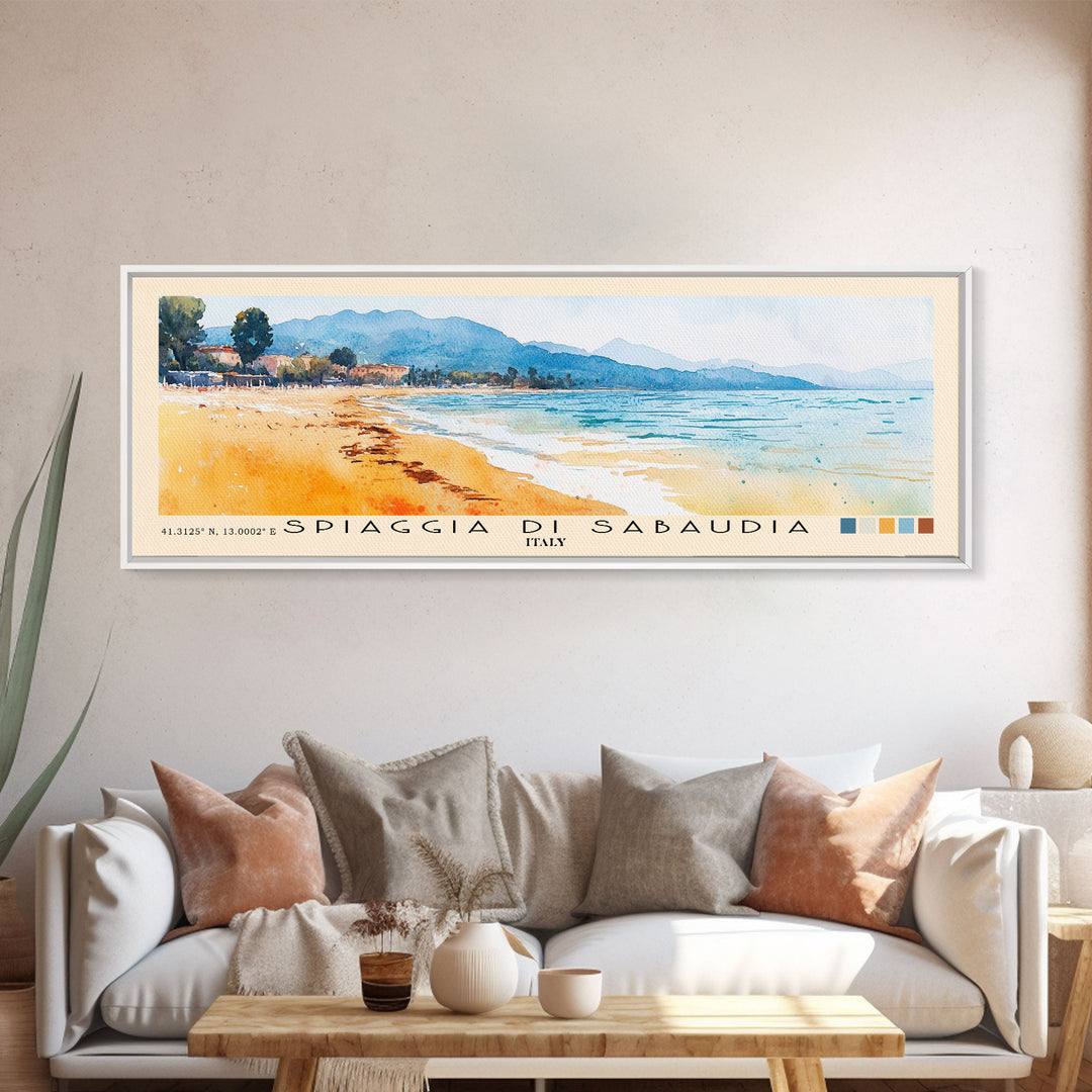 Spiaggia di Sabaudia, Italy Watercolor Beach Print, Vacation Gift, Italy Wall Art, Beach Painting, Beach Decor, Beach Painting