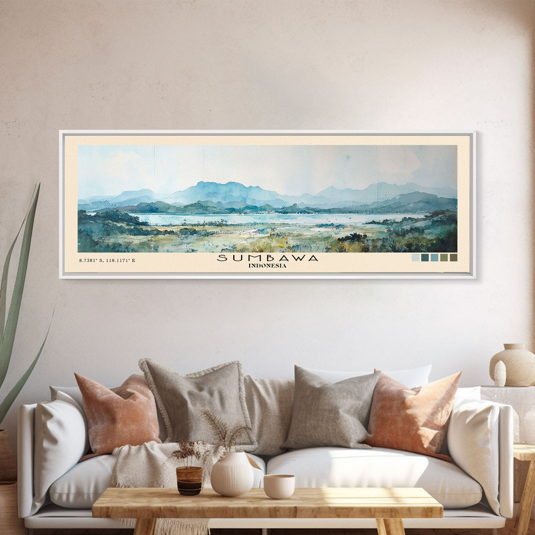 Sumbawa, Indonesia Watercolor Beach Print, Vacation Gift, Indonesia Wall Art, Beach Painting, Beach Decor, Beach Painting