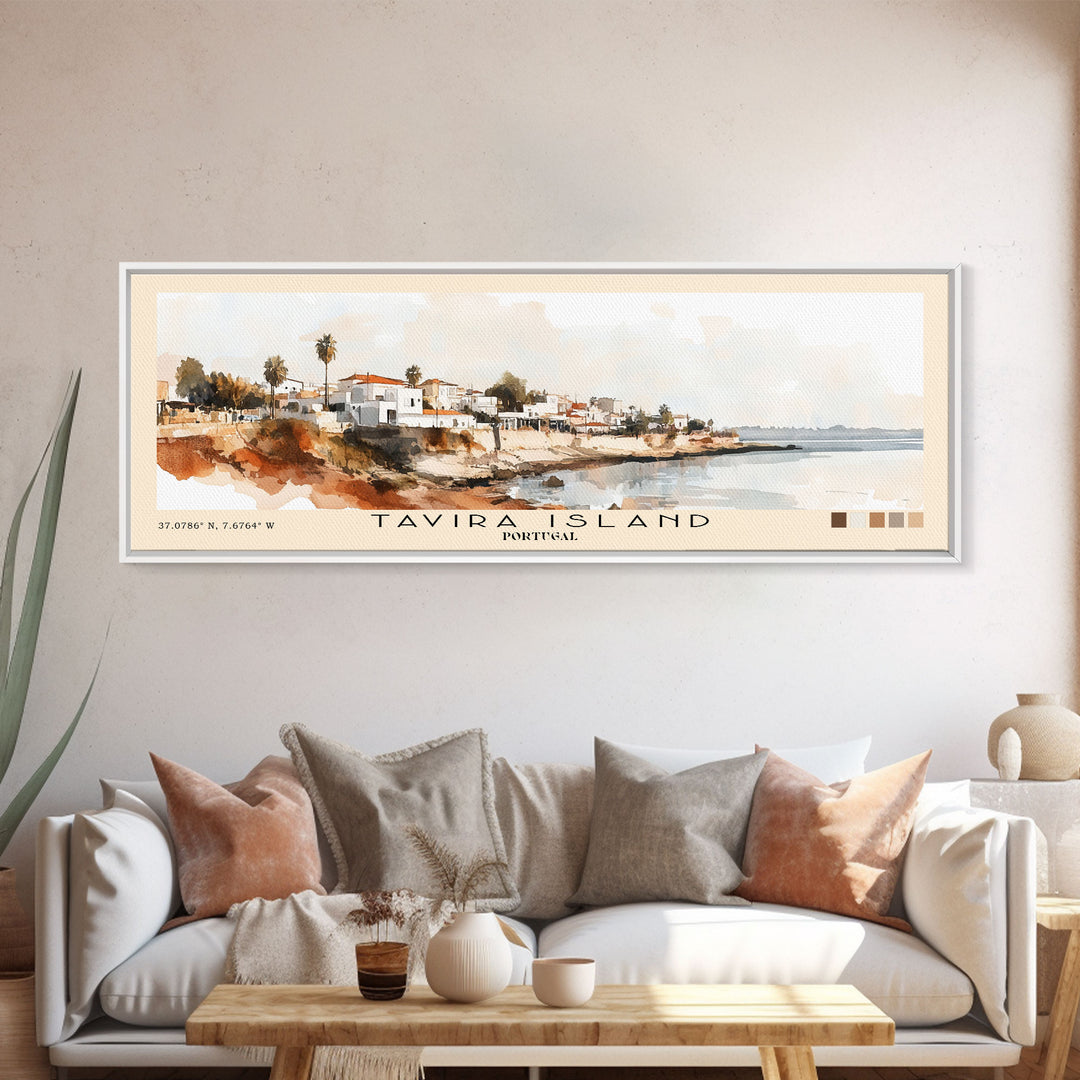 Tavira Island, Portugal Watercolor Beach Print, Vacation Gift, Portugal Wall Art, Beach Painting, Beach Decor, Beach Painting