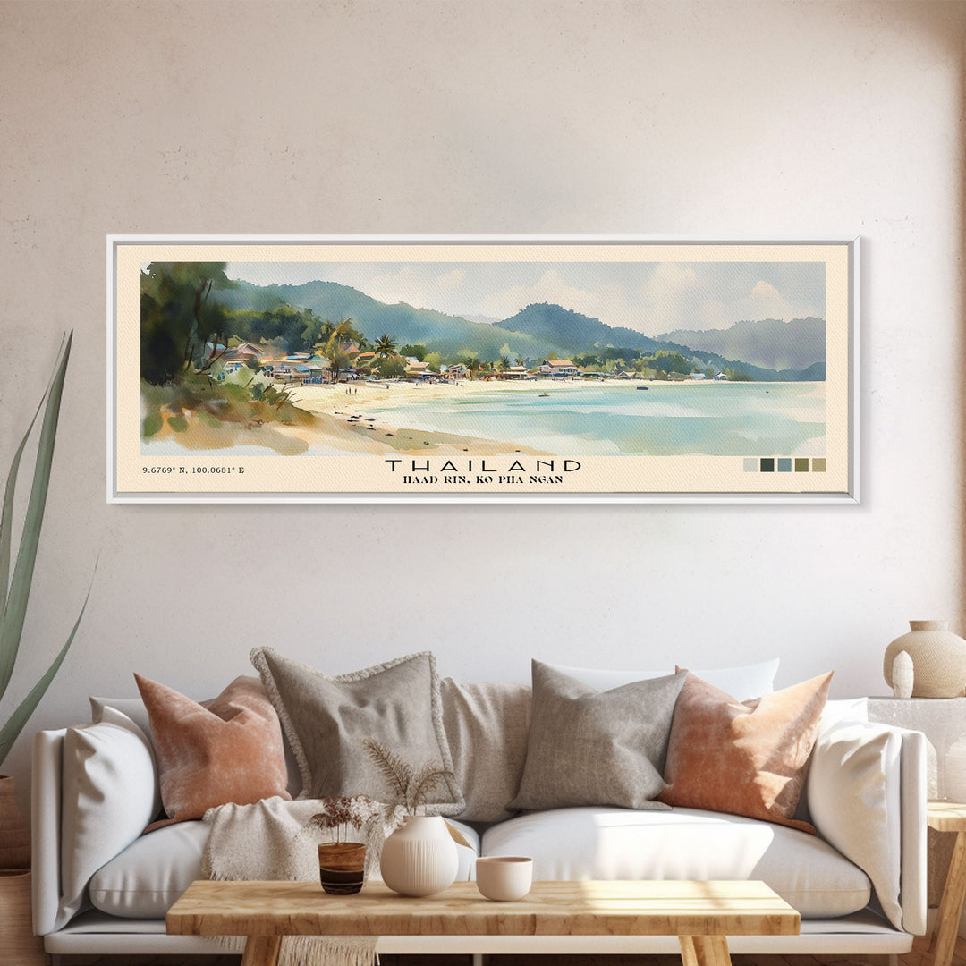 Thailand, Haad Rin, Ko Pha Ngan Watercolor Print, Vacation Gift, Haad Rin, Ko Pha Ngan Wall Art, Beach Painting, Beach Decor, Beach Or Lakehouse Art