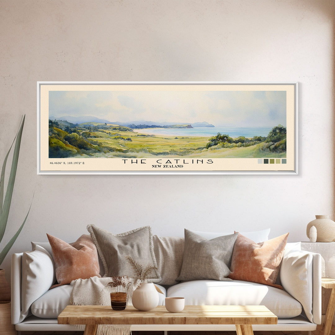 The Catlins, New Zealand Watercolor Print, Vacation Gift, New Zealand Wall Art, Beach Painting, Beach Decor, Beach Or Lakehouse Art