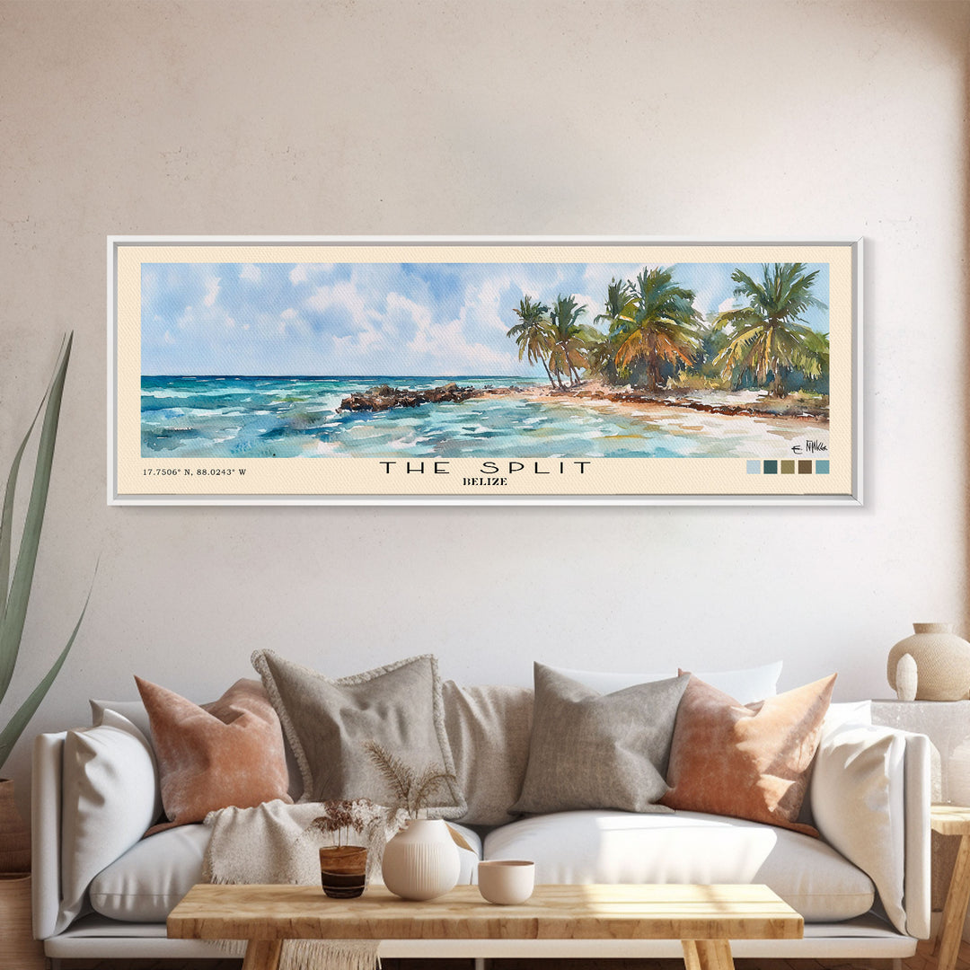 The Split, Belize Watercolor Beach Print, Vacation Gift, Belize Wall Art, Beach Painting, Beach Decor, Beach Painting