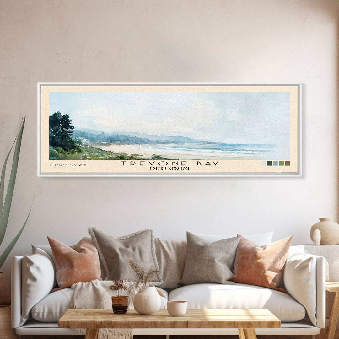 Trevone Bay, United Kingdom Watercolor Print, Vacation Gift, United Kingdom Wall Art, Beach Painting, Beach Decor, Beach Or Lakehouse Art