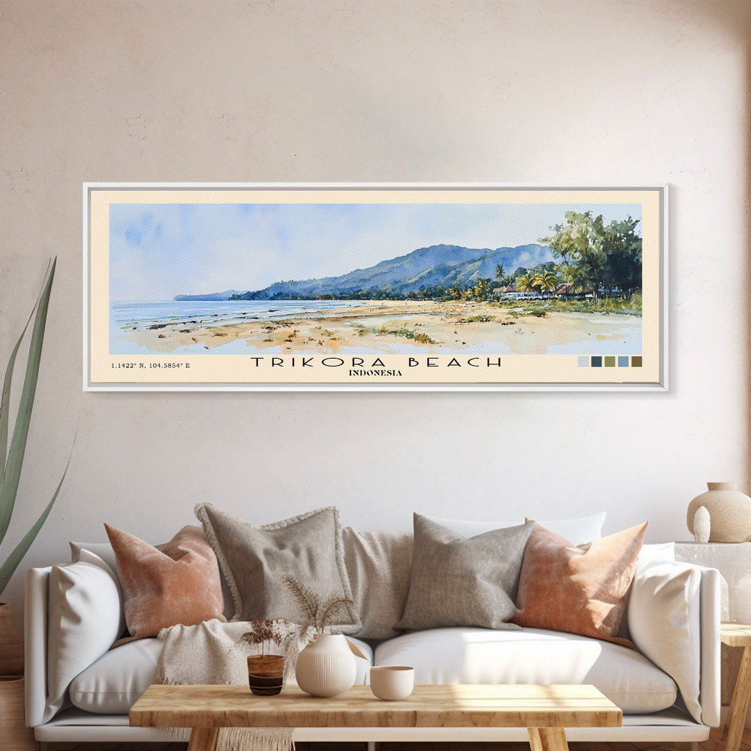 Trikora Beach, Indonesia Watercolor Beach Print, Vacation Gift, Indonesia Wall Art, Beach Painting, Beach Decor, Beach Painting