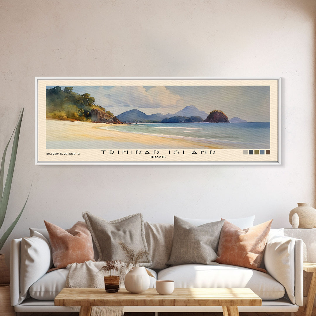 Trinidad Island, Brazil Watercolor Print, Vacation Gift, Brazil Wall Art, Beach Painting, Beach Decor, Large Wall Art, Wood Frame Art