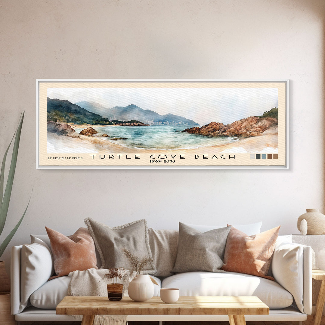 Turtle Cove Beach, Hong Kong Watercolor Print, Vacation Gift, Hong Kong Wall Art, Beach Painting, Beach Decor, Beach Or Lakehouse Art