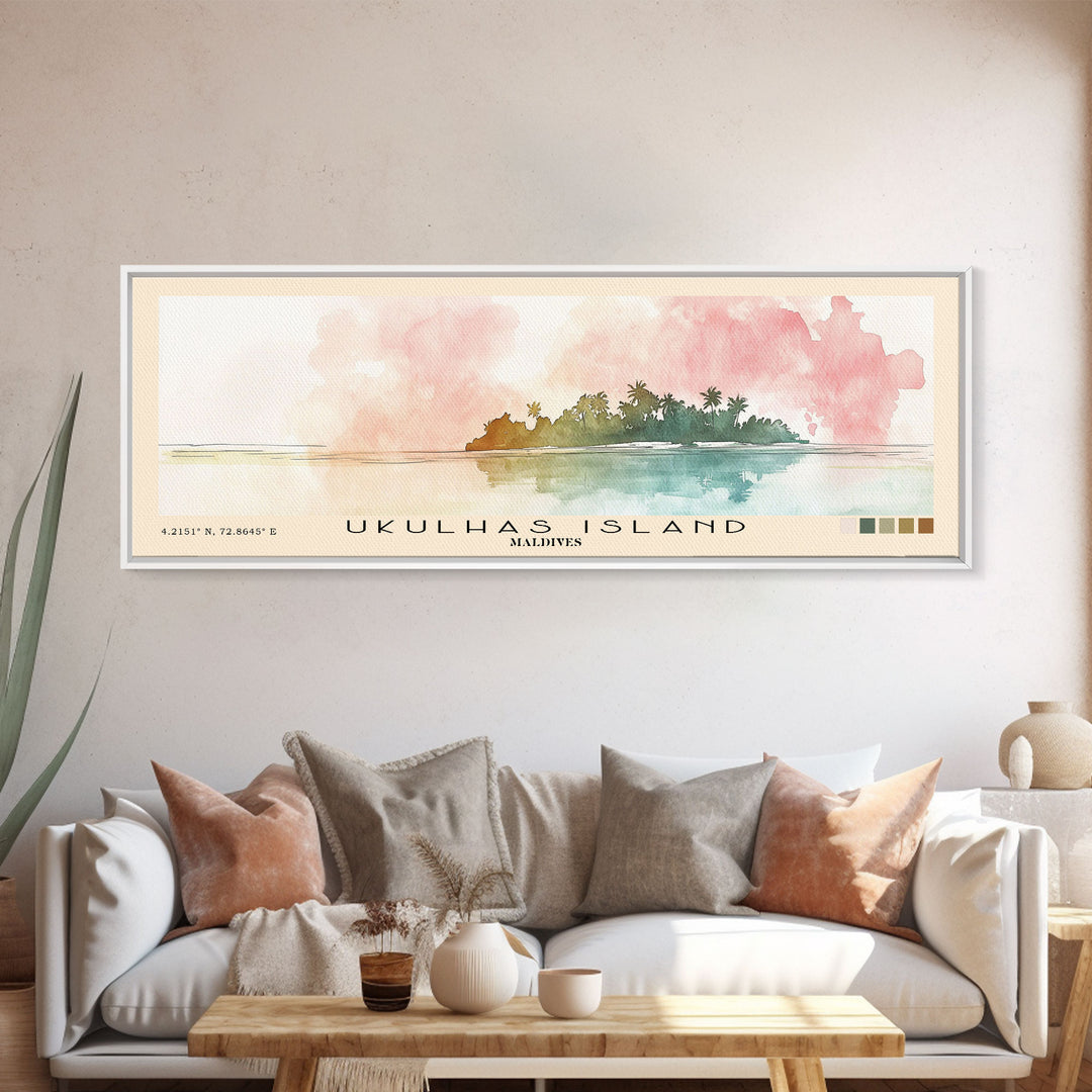 Ukulhas Island, Maldives Watercolor Print, Vacation Gift, Maldives Wall Art, Vacation Wall Art, Vacatation Memories, Beach Decor, Beach Or Lakehouse Art