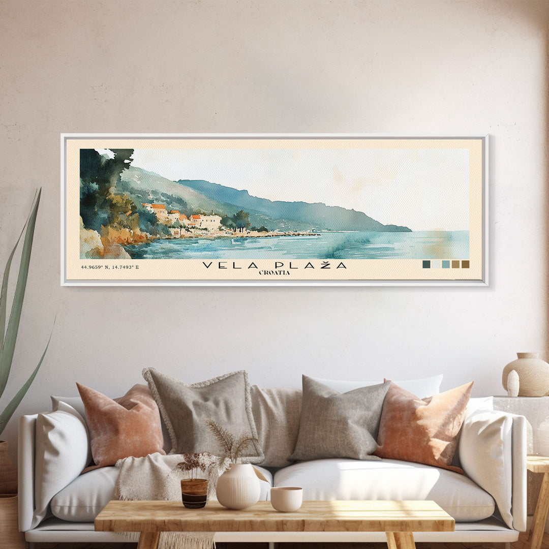 Vela Plaža, Croatia Watercolor Print, Vacation Gift, Croatia Wall Art, Beach Painting, Beach Decor, Beach Or Lakehouse Art