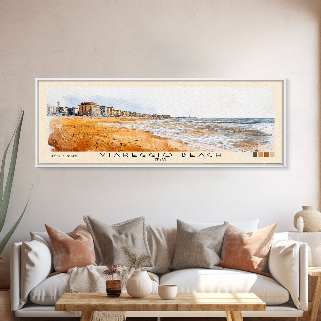 Viareggio Beach, Italy Watercolor Beach Print, Vacation Gift, Italy Wall Art, Beach Painting, Beach Decor, Beach Painting