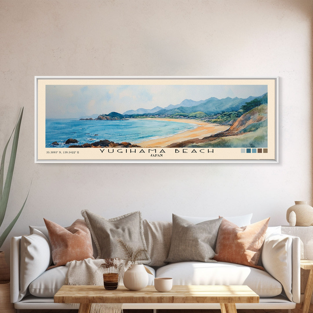 Yugihama Beach, Japan Watercolor Print, Vacation Gift, Japan Wall Art, Beach Painting, Beach Decor, Beach Or Lakehouse Art