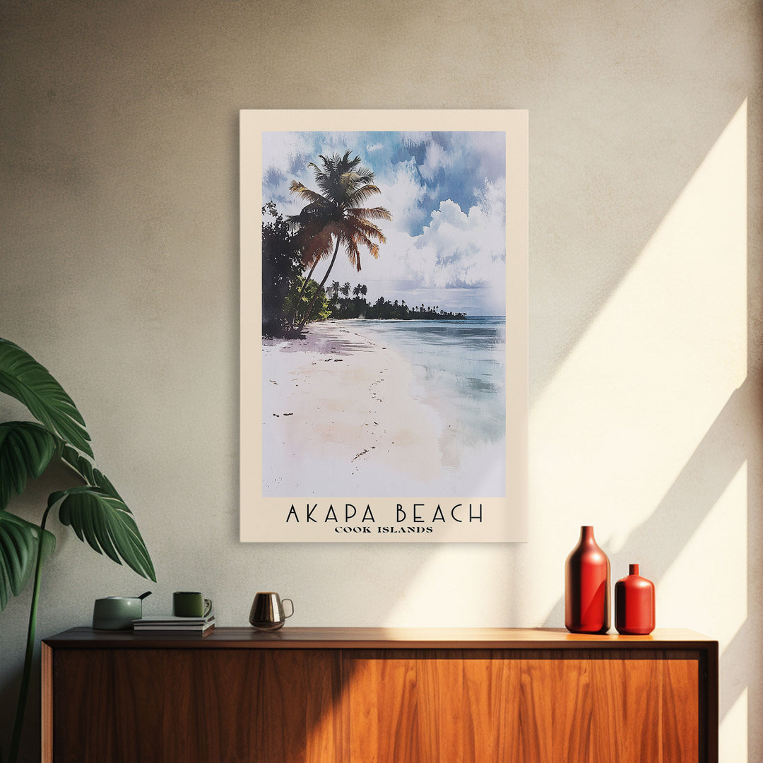 Akapa Beach, Cook Islands Watercolor Print, Vacation Gift, Cook Islands Wall Art, Beach Painting, Beach Decor, Beach Or Lakehouse Art