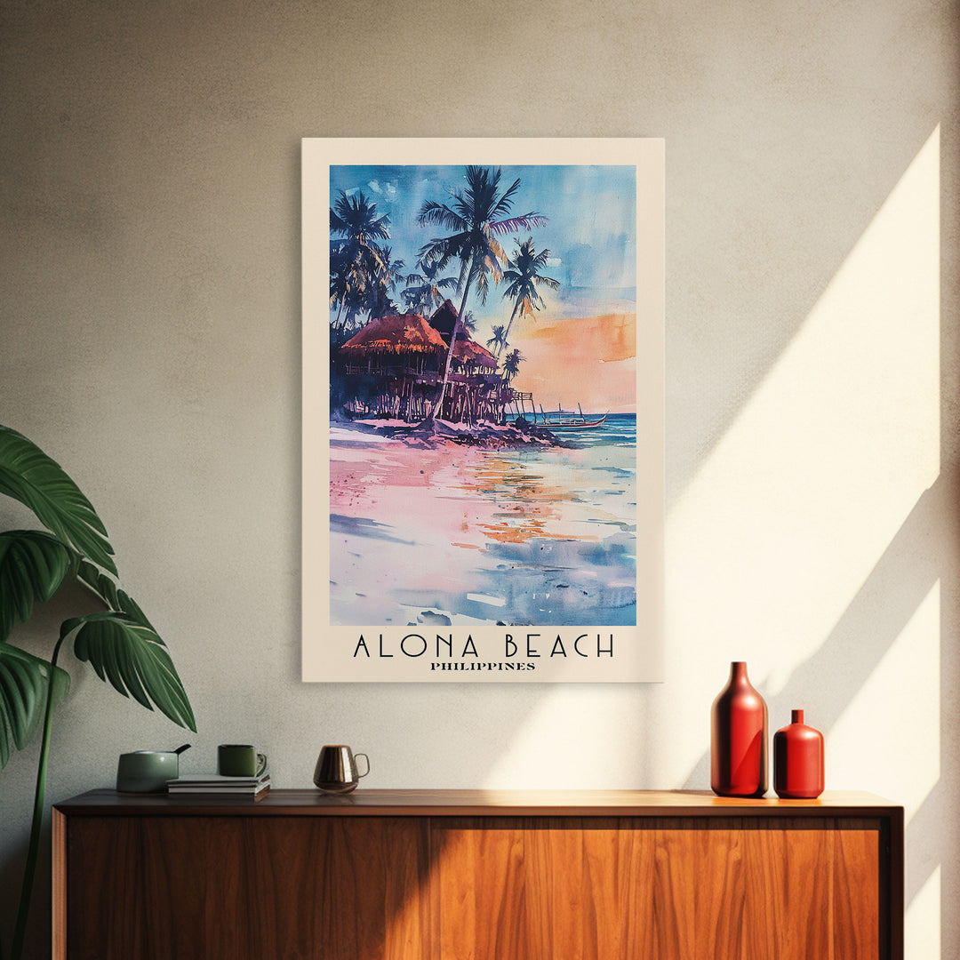 Alona Beach, Philippines Watercolor Print, Vacation Gift, Philippines Wall Art, Vacation Wall Art, Vacatation Memories, Beach Decor, Beach Or Lakehouse Art