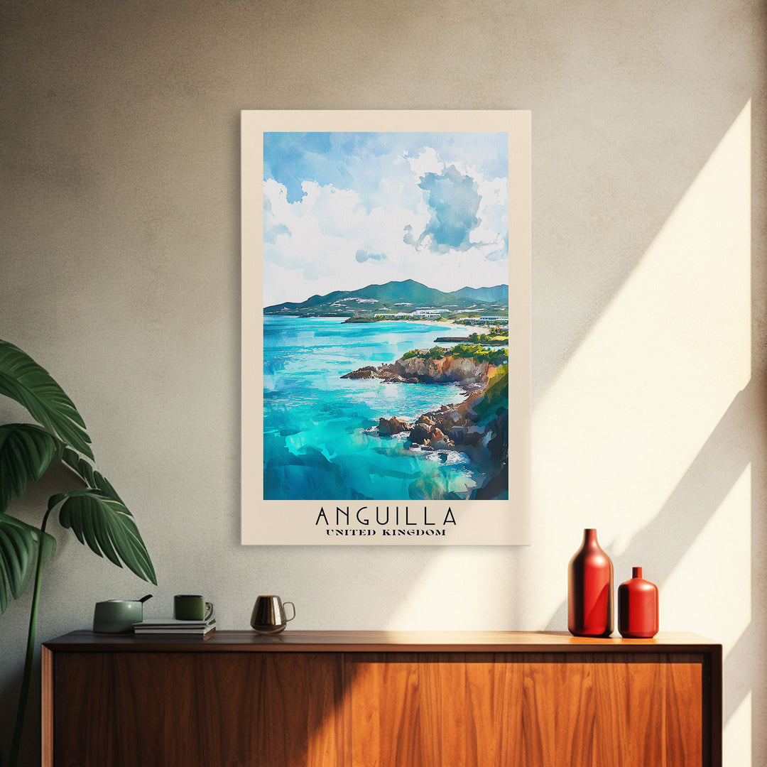 Anguilla, United Kingdom Watercolor Print, Vacation Gift, United Kingdom Wall Art, Vacation Wall Art, Vacatation Memories, Beach Decor, Beach Or Lakehouse Art