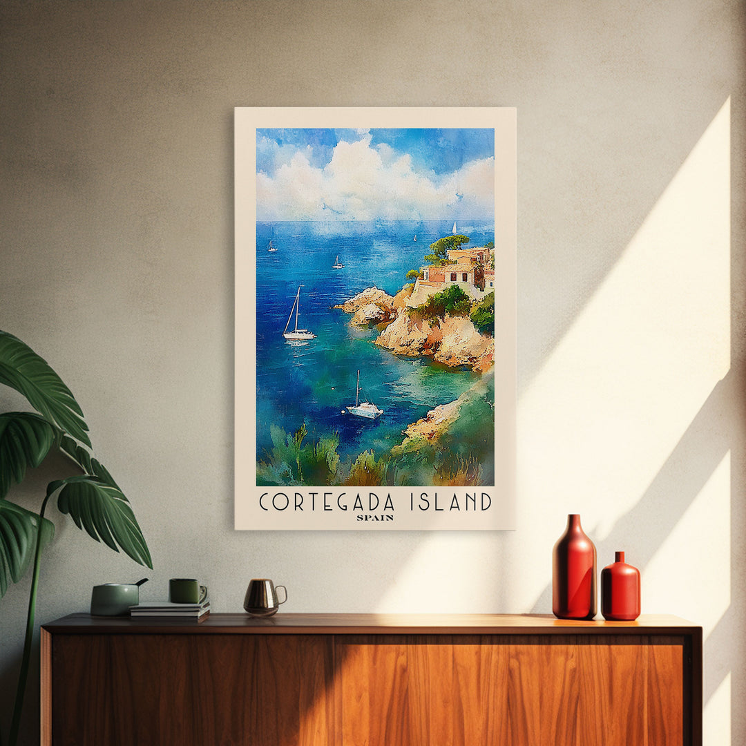 Cortegada Island, Spain Watercolor Beach Print, Vacation Gift, Spain Wall Art, Framed Canvas Print, Framed Beach Painting