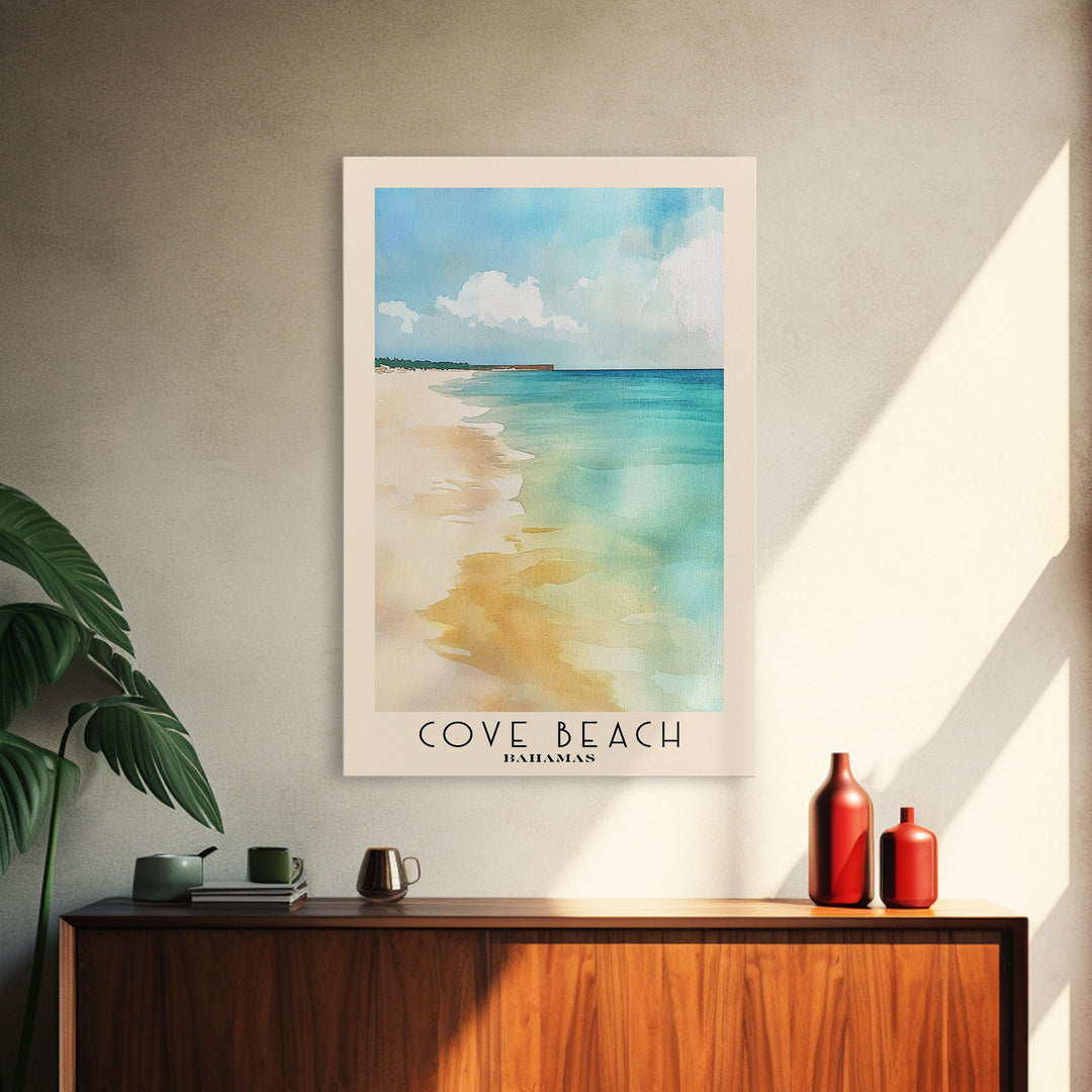 Cove Beach, Bahamas Watercolor Beach Print, Vacation Gift, Bahamas Wall Art, Beach Painting, Beach Decor, Beach Painting