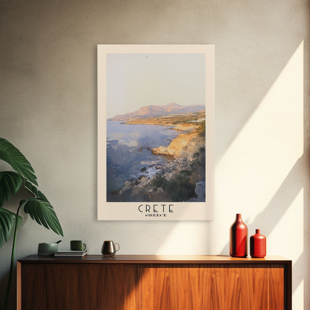 Crete, Greece Watercolor Beach Print, Vacation Gift, Greece Wall Art, Beach Painting, Beach Decor, Beach Painting