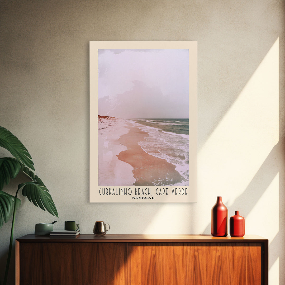 Curralinho Beach, Cape Verde, Senegal Watercolor Print, Vacation Gift, Senegal Wall Art, Beach Painting, Beach Decor, Large Wall Art, Wood Frame Art