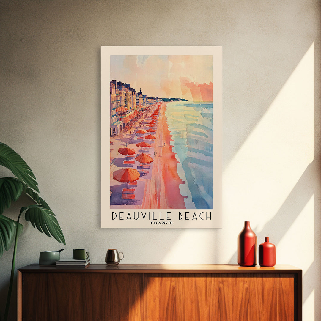 Deauville Beach, France Watercolor Print, Vacation Gift, France Wall Art, Beach Painting, Beach Decor, Beach Or Lakehouse Art